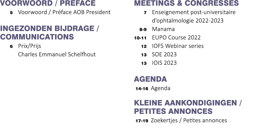 Voorwoord   Preface 5 Voorwoord   Préface AOB President INGEZONDEN BIJDRAGE   communications 6 Prix Prijs  Charles Em   