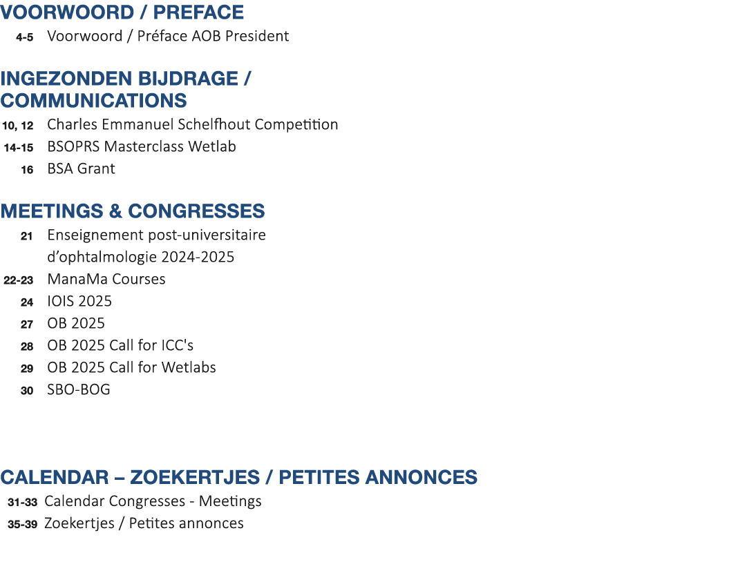 Voorwoord / Preface 4 5 Voorwoord / Pr face AOB President INGEZONDEN BIJDRAGE / communications 10, 12 Charles Emmanue...