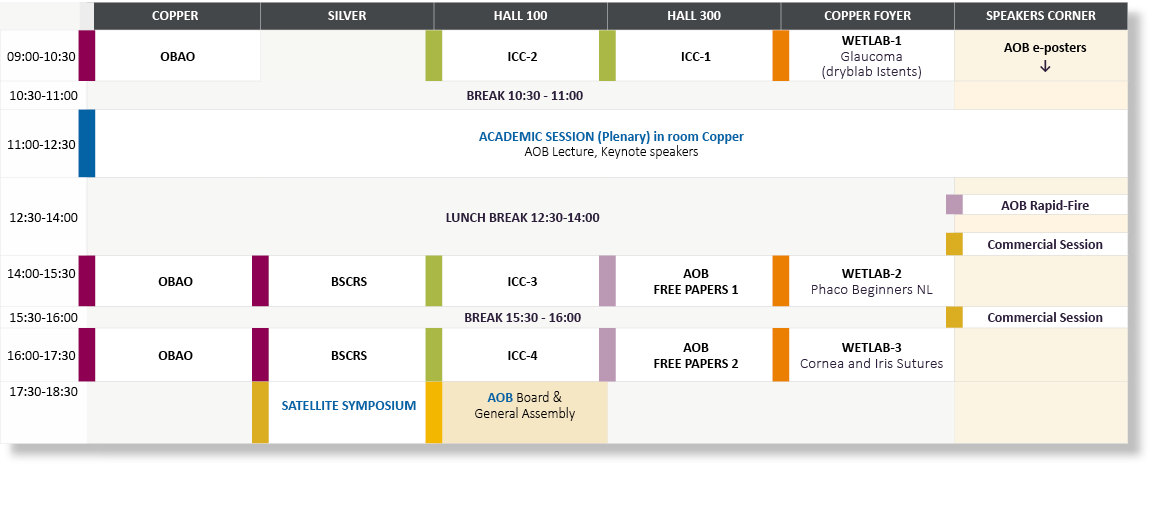 ,COPPER,SILVER,HALL 100,HALL 300,COPPER FOYER,SPEAKERS CORNER,09:00 10:30,OBAO,,ICC 2,ICC 1,WETLAB 1 Glaucoma (drybla...