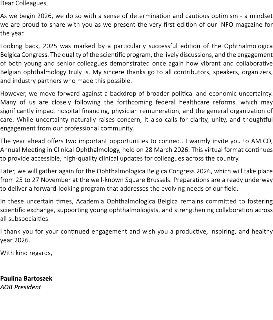 Dear Colleagues, As we begin 2026, we do so with a sense of determination and cautious optimism a mindset we are prou...